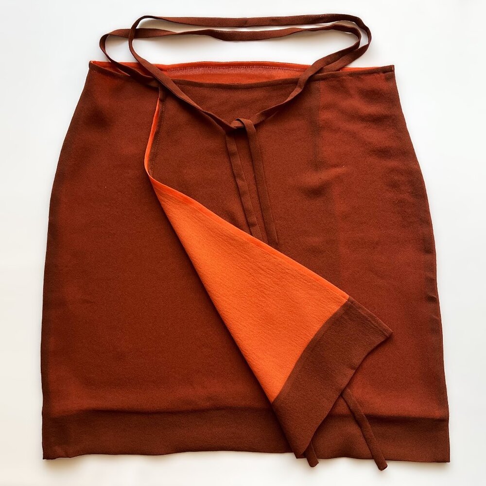 TREND LES COPAINS Sienna Brown Chiffon Short Wrap Skirt, Italian Size 42 Vintage